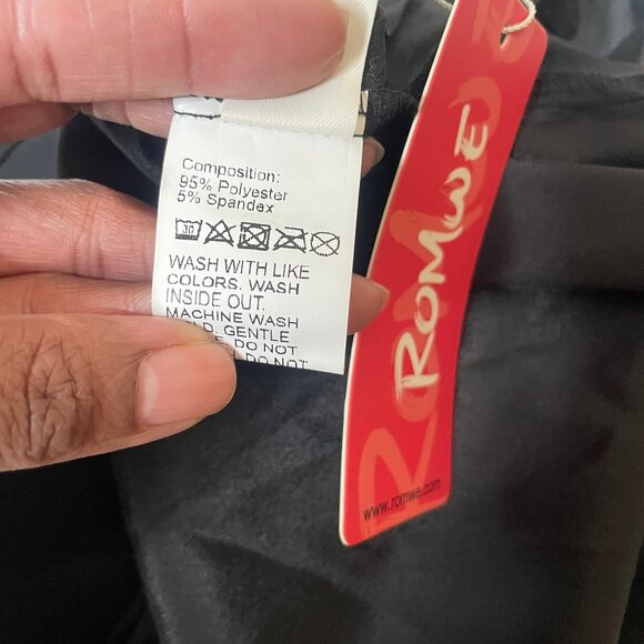 NWT Romwe Black Chiffon Lace Trim Deep V-Neck Tunic Mini Dress S Goth Cottage - Picture 9 of 10